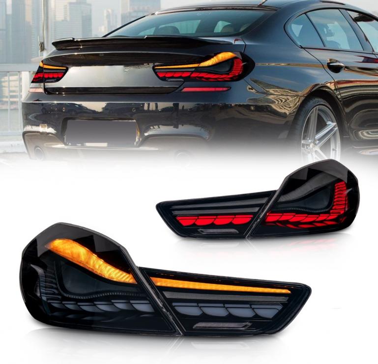 Voll LED Upgrade Design Rückleuchten Set für BMW 6er F06 / F12 / F13 10-17 schwarz/rauch in OLED Technik mit dynamischem Blinker